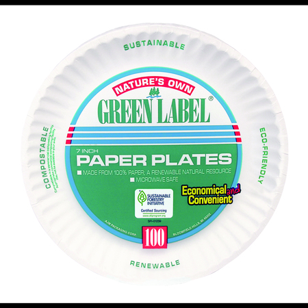 AJM PACKAGING AJM Green Label 7" Paper Plate, PK200 PP7GR010100A